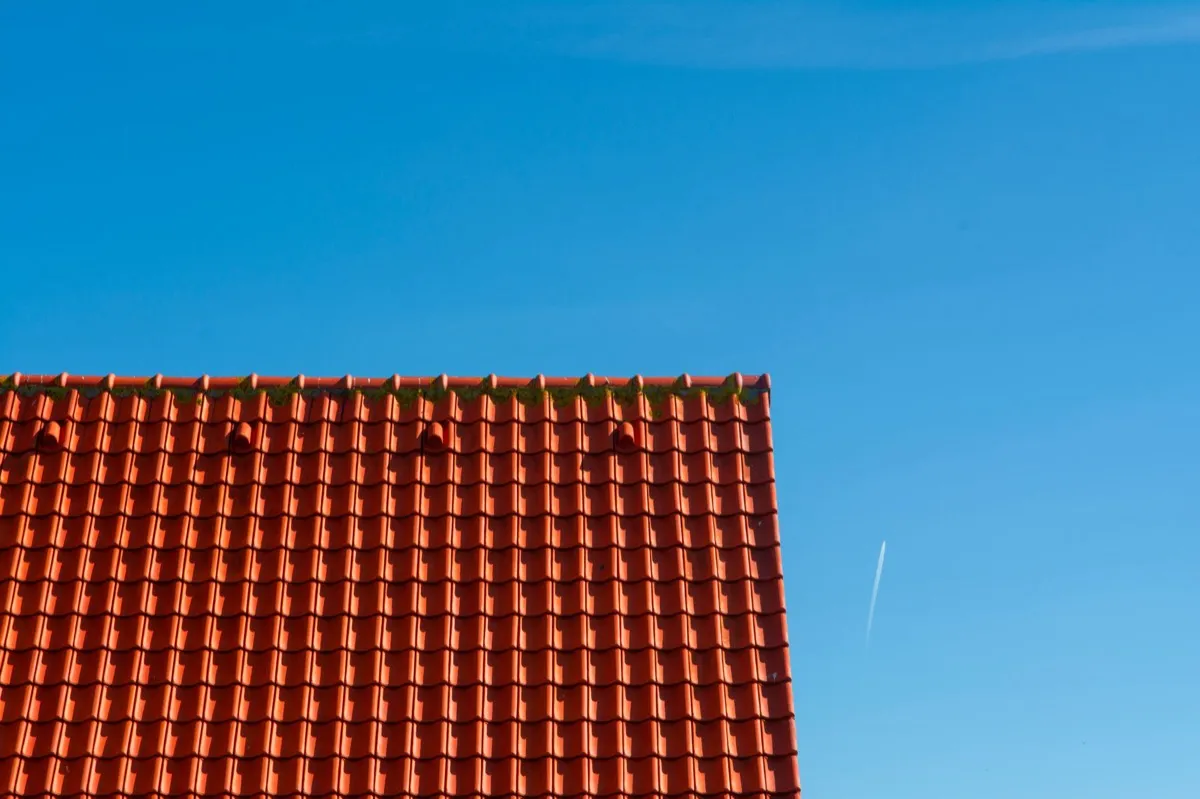 Tile roof gable in full sun, the kind of exposure that sets roof life in Newark, OH